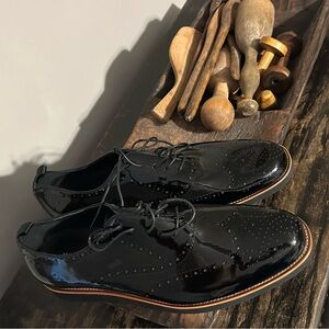Marc Nolan Oscar Black Patent Leather Wholecut Brogue Sneakers size 13